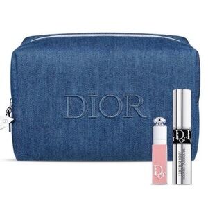 Dior Denim Cosmetic Pouch Bundle